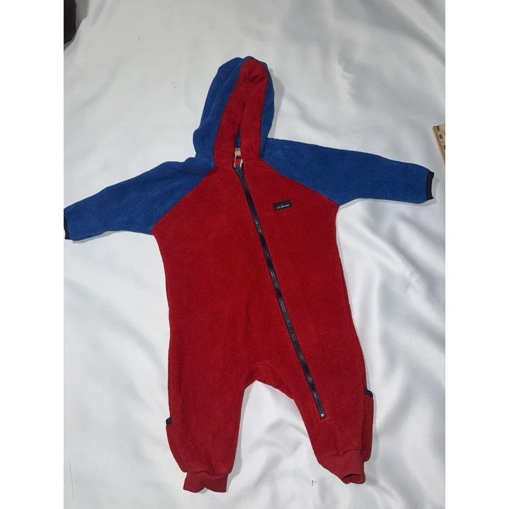 L.L. Bean Toddler Fleece One Piece Jumper - Snowsuit - Winter - Red‎ Blue - 12 M